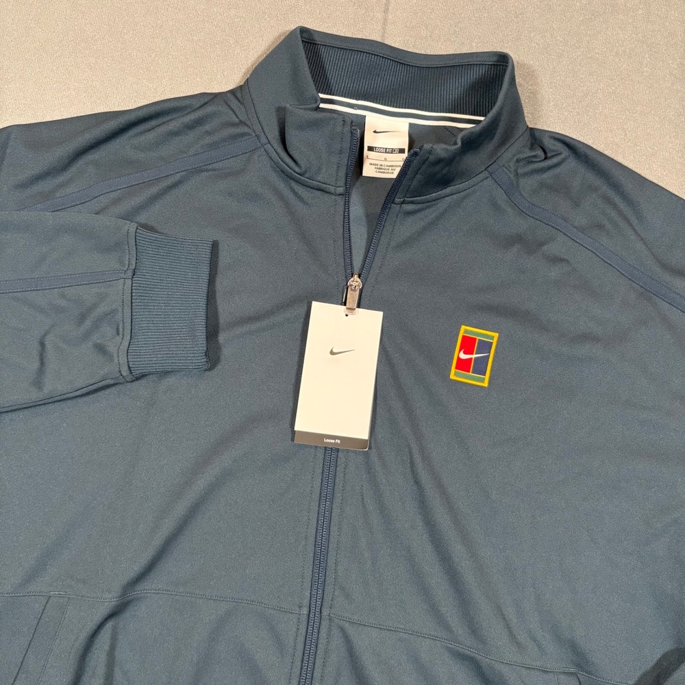 NikeCourt Heritage Mens Tennis Jacket Large Armoury Navy Full Zip NWT